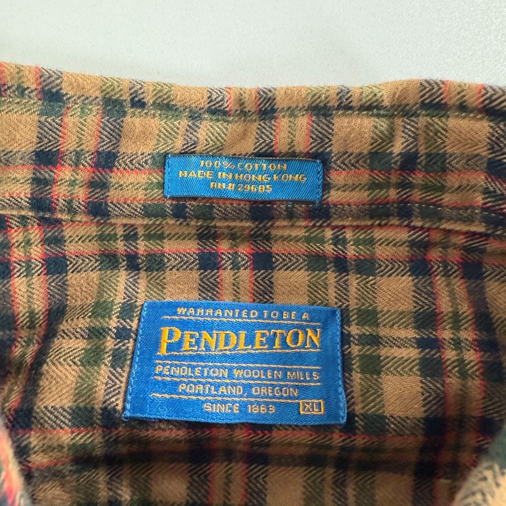 Pendleton Shirt Mens XL Brown Button Down Long Sleeve Flannel Two Pocket Plaid - Picture 5 of 8